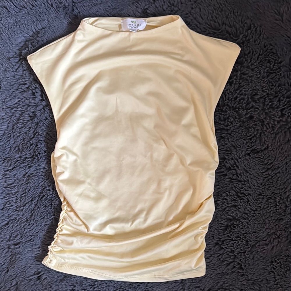Yellow Ruched Muscle Tee